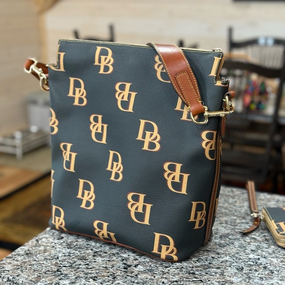 Dooney & Bourke Black and Brown Messenger Bag - Picture 2 of 4